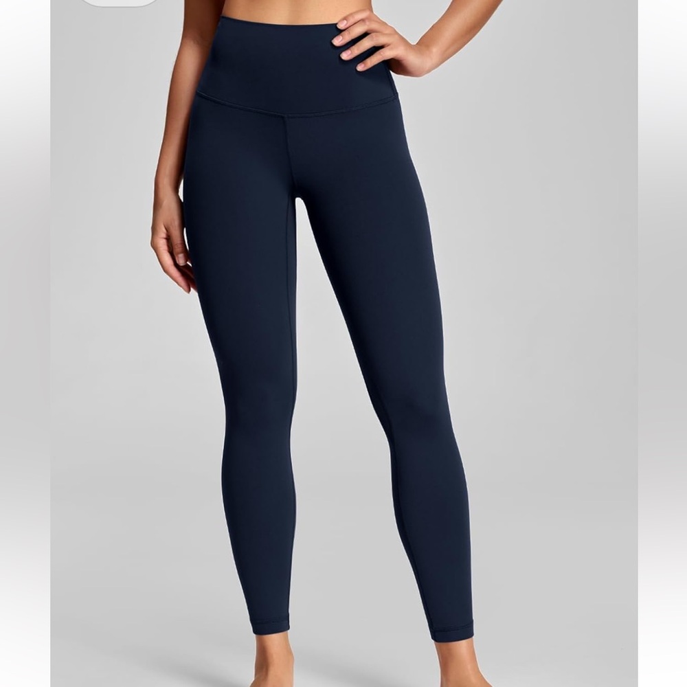 HeyNuts Workout Pro Leggings 25'', Compression 7/8 Workout Pants. Large. Navy.